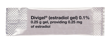 Small Divigel® estrogen hormone therapy package.